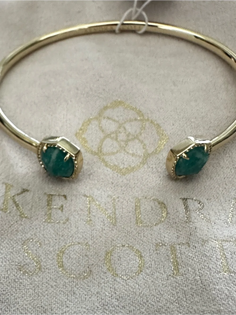 Kendra Scott Gold Cuff Bracelet with Dark Teal Amazonite Stones